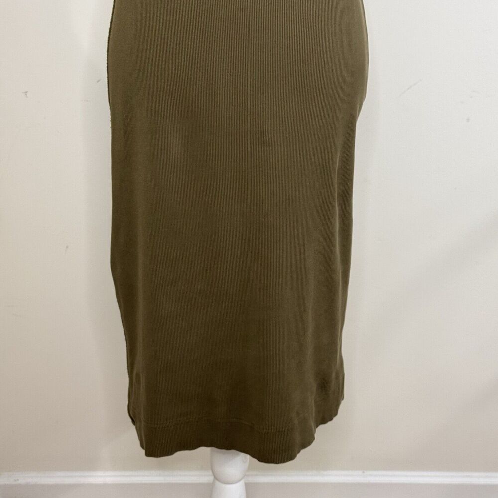 Everlane The Ribbed Tank Midi Dress Size XS Olive Green Organic Cotton Knit - Picture 6 of 13